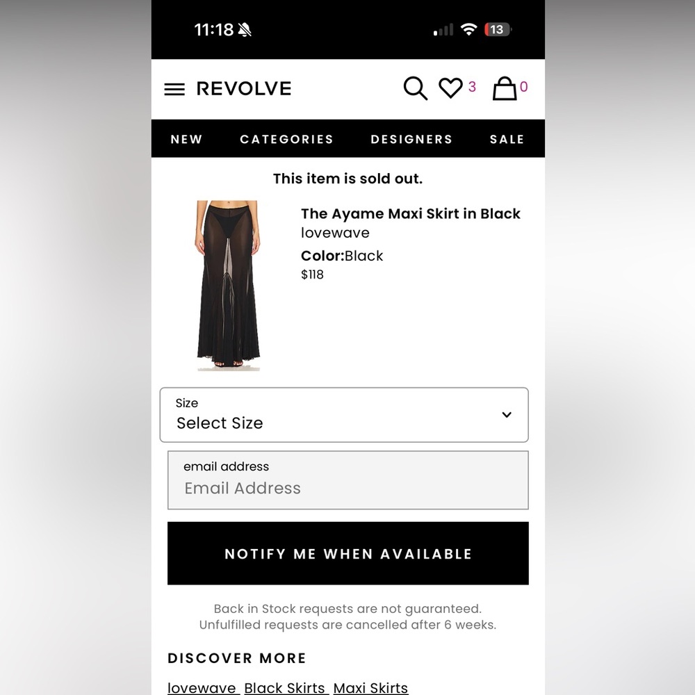 The Ayame Maxi Skirt in Black by Lovewave